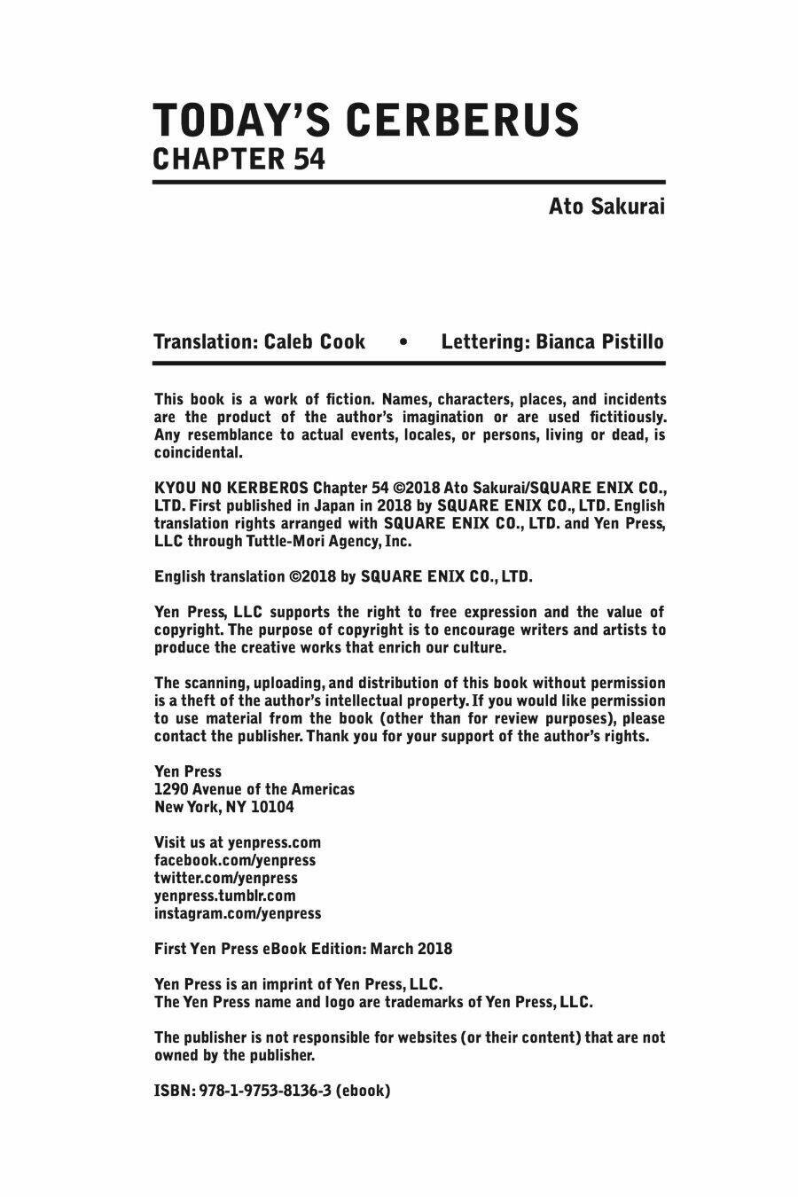 Kyou No Cerberus: Chapter 54