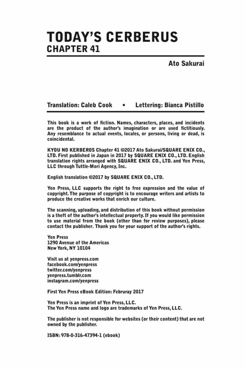 Kyou No Cerberus: Chapter 41