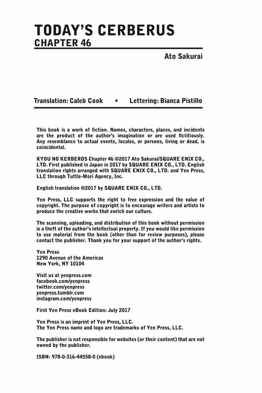 Kyou No Cerberus: Chapter 46