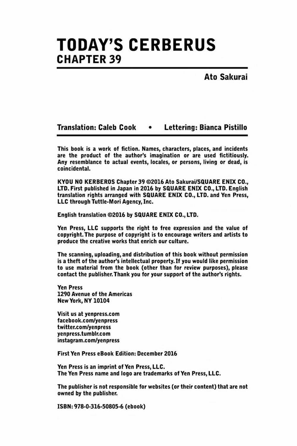 Kyou No Cerberus: Chapter 39